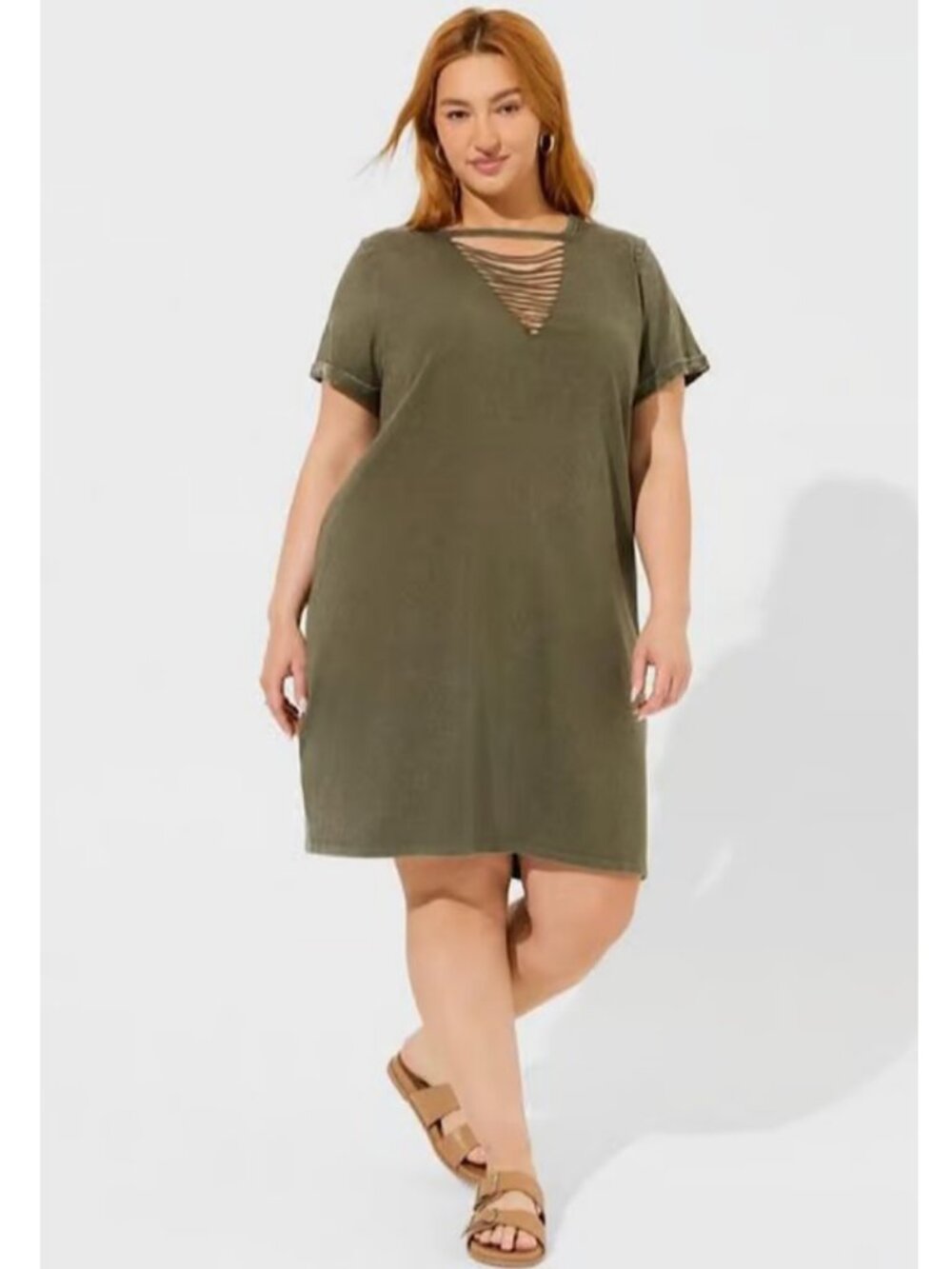Torrid 2 Mini Jersey Destructed Front T-Shirt Dress 2X 18 20
